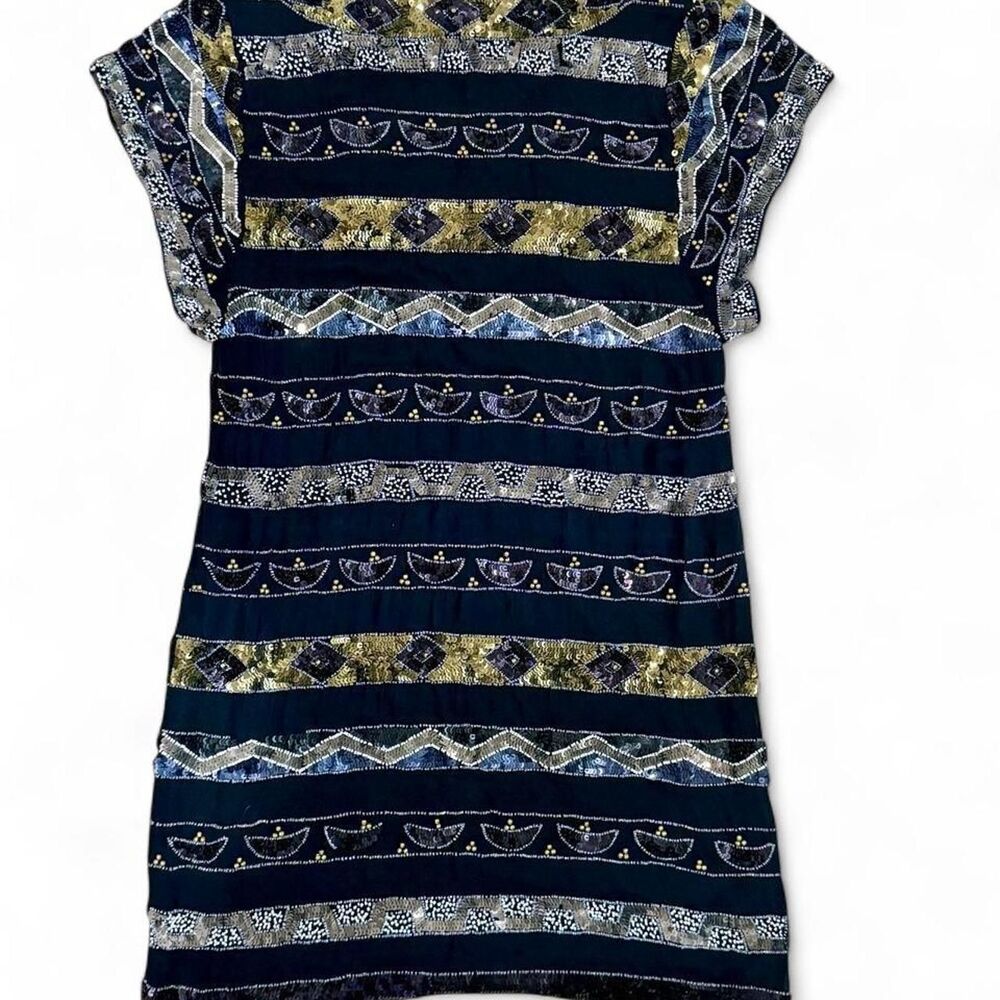 French Connection Beaded Embellished Sequin Shift Dress